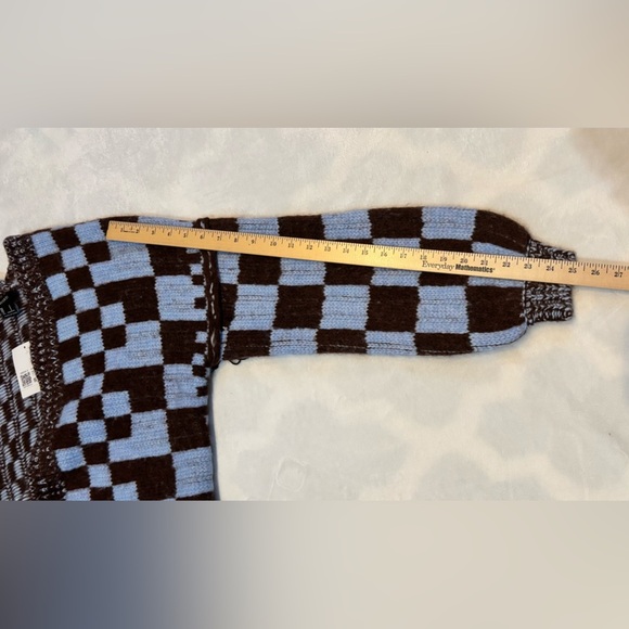 New Forever 21 Cardigan Blue Brown Oversized Checkered Plaid Open Front Size S - Picture 6 of 9